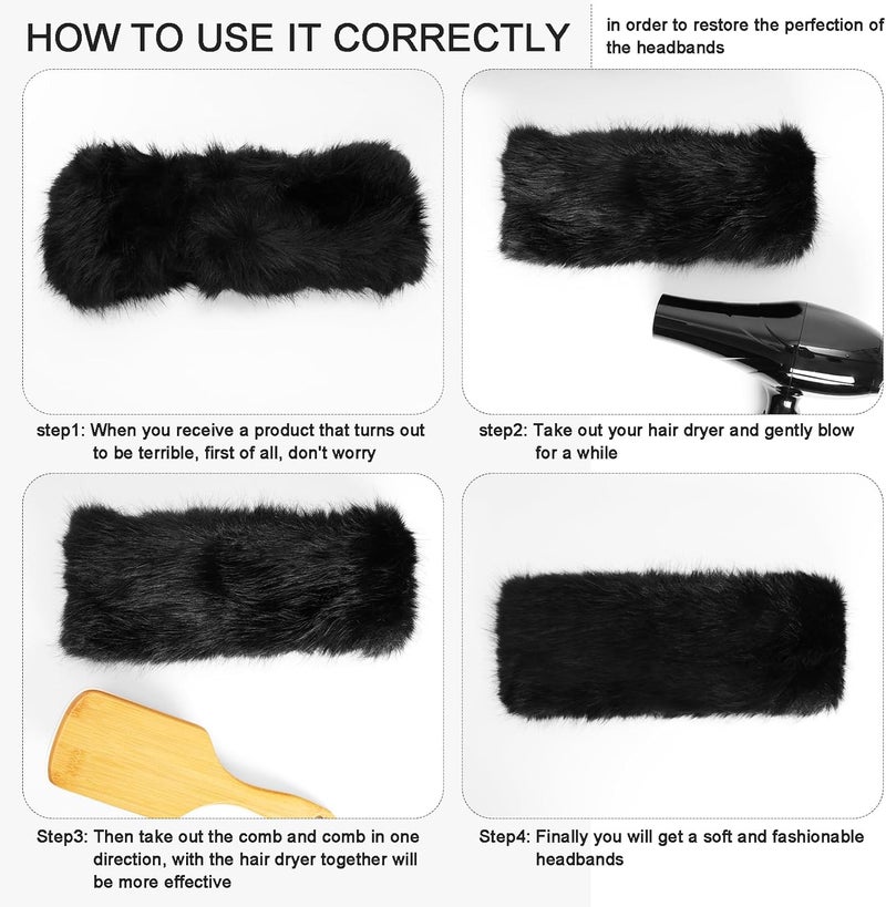 Gvhntk Faux Fur Headband for Women with Elastic Fuzzy Fur Hat Winter Earwarmer Earmuff Furry Headwrap for Cold Weather Ski - Image 4